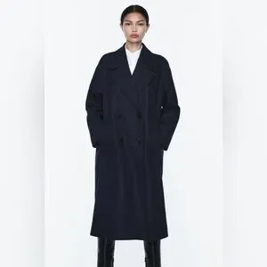 【新品!!】ZARA Black Oversized Mods Coat S-M Zara + Long Oversized Coat